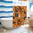 thumbnail image 6 of No Hook Shower Curtain, Orange Black Halloween Shower Curtains for Bathroom with See Through Top Window, Pumpkins Cat Vintage Art Waterproof & Washable Bath Curtain Stand Up Stall 36"x72", 6 of 9