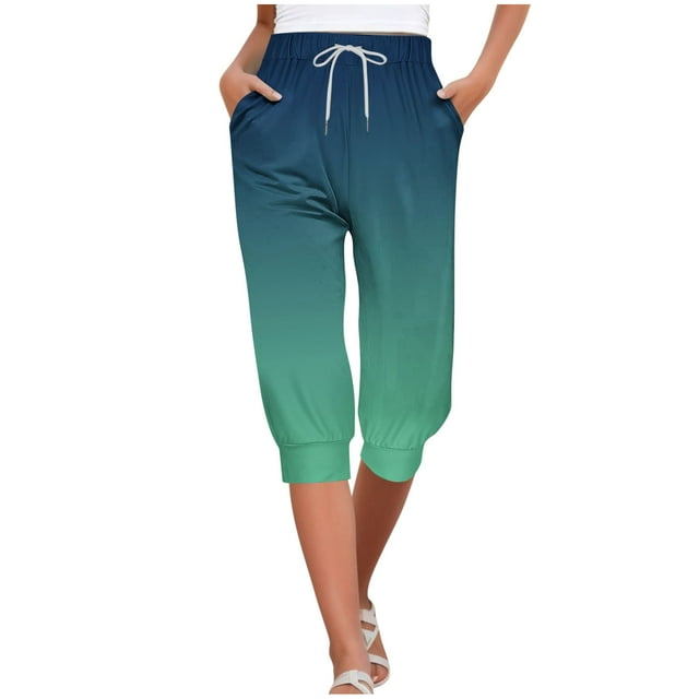 Capris pour Femmes, Pantalons Capri pour Femmes, Pantalons Longs Décontractés à Taille Élastique avec Poches, Capris pour Femmes, Pantalons Capris pour Femmes