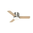 thumbnail image 3 of Hunter 44 inch Indoor Ceiling Fan with Light and Remote Control - For Bedroom or Living Room, Low Profile Mount, Modern Ceiling Fan with LED Light, Quiet, 3 Blades - Minimus 59454, Brushed Nickel, 3 of 17