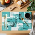 thumbnail image 2 of Turquoise Pink Placemats Set of 8 Modern Abstract Art Botanical Place Mats Indoor Wipeable Table Mats Washable Cloth Dining Table Placemats for Kitchen Holiday Party Home Decor 13x19 Inch, 2 of 9