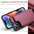 thumbnail image 2 of for iPhone 14 Premium PU Leather Back Case, Multiple Card Slots Design, Double Magnetic Clasp Study Kickstand RFID Blocking Classic Phone Cover for iPhone 14, Winered, 2 of 9