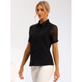 thumbnail image 4 of DARING DIVA Women's Button Down Sheer Short Sleeve Point Collar Work Shirt  M Black, 4 of 6