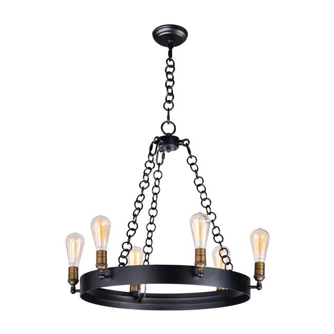 Maxim 26273bknab Bui Noble 6 Light Chandelier With Bulbs Black Natural Aged Brass Maxim 26273bknab Bui Noble 6 Light Chandelier With Bulbs Black Natural Aged Brass