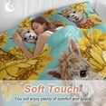 thumbnail image 3 of Cartoon Camels Full Size Comforter Set, Vintage Yellow Dasiy Flowers Teal Background Bedding for All Seasons, 4 Pcs Bed Set, 1Quiltcover (86"x86") ,1Sheet(80"x116"), 2Pillowcases (30"x20"), 3 of 9