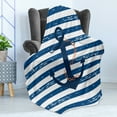 thumbnail image 4 of Anchor Soft Flannel Fleece Throw Blanket, Ship Chain Marine Life Inspired Lines Background Ocean Sailing Stripes Print, Cozy Plush for Indoor and Outdoor Use, 60" x 80", Blue and White, by Ambesonne, 4 of 5