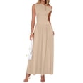 thumbnail image 3 of Women'S Summer Sleeveless Maxi Dress One Shoulder Casual Slim Swing Pleated Formal Dresses with Pockets Color XL, 3 of 9