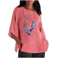 thumbnail image 1 of Camiseta de Manga Corta de la Mujer Casual Cuello Redondo Impresión Superior, Camiseta Ligera para Diario, Fiesta Y Todas las Estaciones, 1 of 4