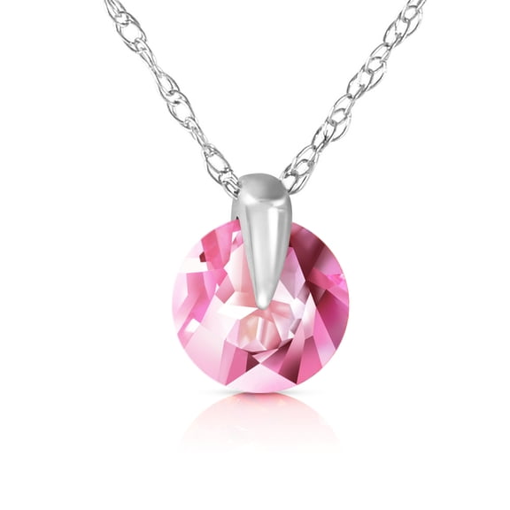 Galaxy Gold 14K Solid White Gold 14" Necklace with Natural Pink Topaz, 14"-24" Sizes, Symbol of Affection