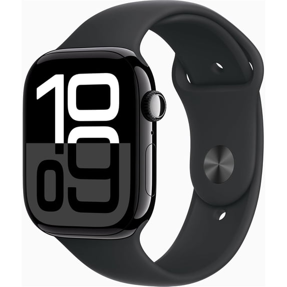 Restored Apple Watch Series 10 (GPS) 46mm Aluminum Black Sports Band- Jet Black (2024) Good