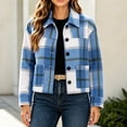 thumbnail image 5 of Enjoytime Fall Jackets for Women Plaid Lapel Collar Button Down Cropped Jacket Trendy Casual Coat Fashion Long Sleeve Outerwear, 5 of 7