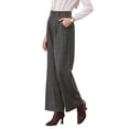 thumbnail image 4 of Pantalón de trabajo de cuadros para mujer INSPIRE CHIC, de pata ancha, recto y largo, en gris oscuro, estilo vintage de pata de gallo, talla M, 4 of 5