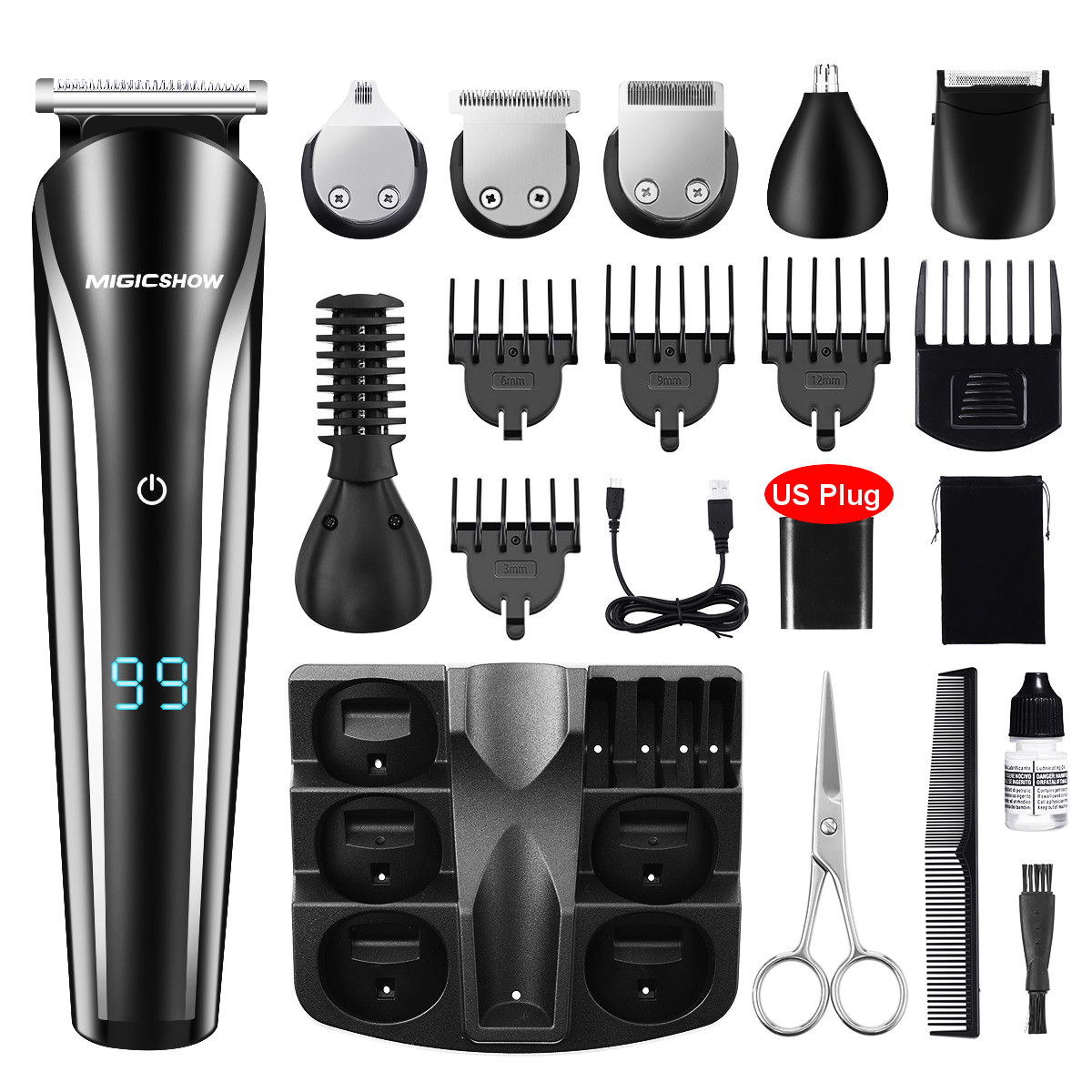 MIGICSHOW Beard Trimmer for Men, Hair Clippers Trimmer Waterproof Body  Mustache Nose Ear Facial Hair Cutting Groomer Precision Trimmer 11 in 1 Grooming  Kit LED Display USB - Walmart.com