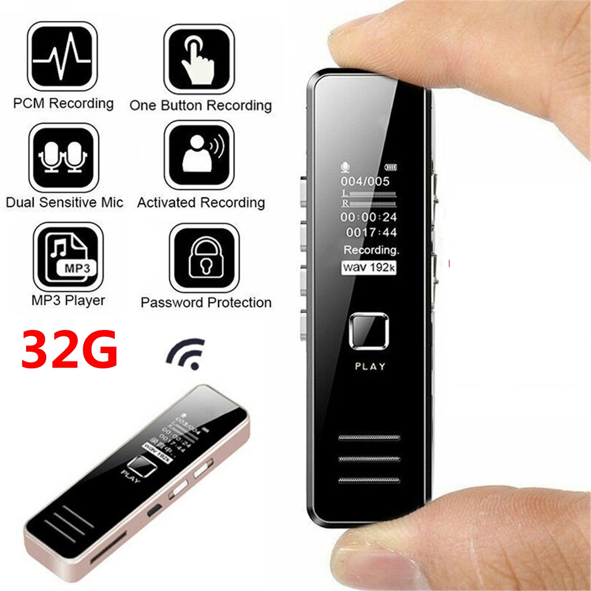 32G Upgraded Mini Digital Voice Activated Recorder Waterproof Spy Dictaphone Audio Sound