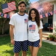 thumbnail image 4 of 4th of July Family Matching Outfits Red White Blue Patriotic Short Sleeve Tops and Shorts Set, 4 of 7