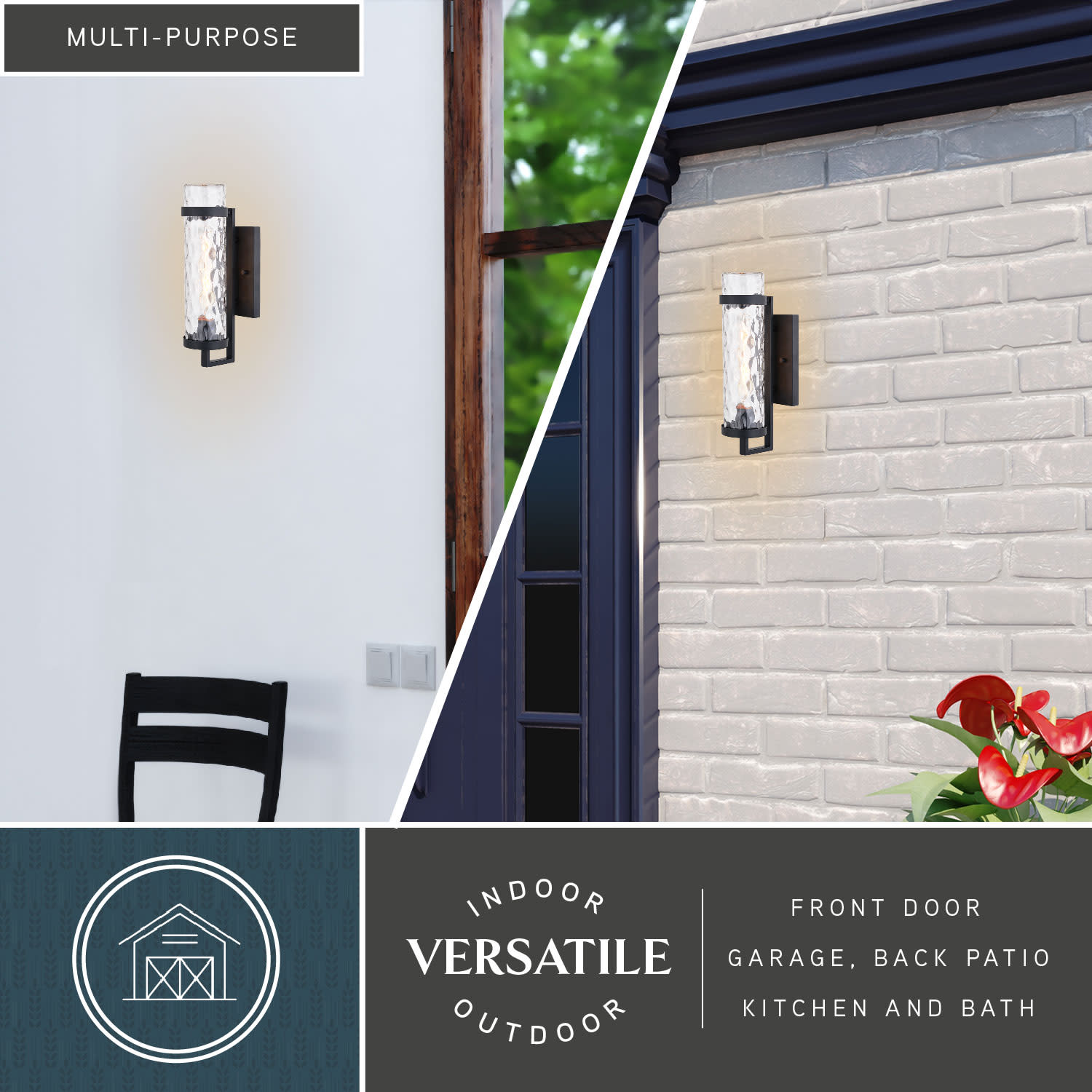 Seymour 1 Light Textured Black Transitional Outdoor Wall Lantern Clear Glass