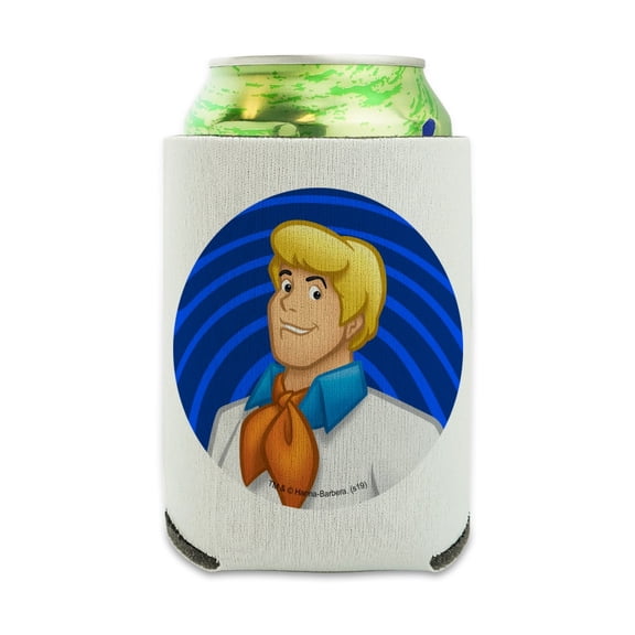 Scooby-Doo Fred Character Can Cooler - Drink Sleeve Hugger Collapsible Insulator - Beverage Insulated Holder