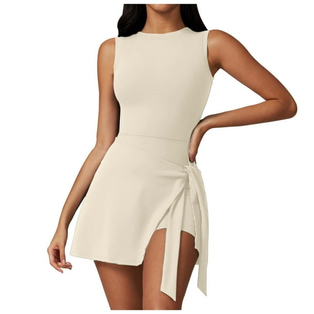 Vestido deportivo sin mangas para mujer - Vestido informal de fitness y tenis con tirantes adelgazantes y diseño en la espalda