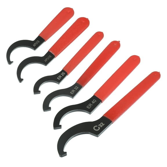 Unique Bargains 6Pcs Coil Over Wrench Shock Spanner Universal Adjustable C Shape Hook Wrenches
