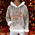 thumbnail image 6 of Hoodies for Women Oversized Winter Plush Cute Sweatshirts Pullover Trendy Fall Winter Clothes with Floral Print Flannel,Gray,2XL, 6 of 6