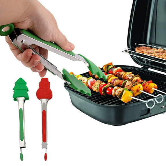 CQCYD under $5 Christmas Silicone Mini Tongs, 7 Inch Kits Tong, Small Tong for Serving Food, Ice Tray, Fruits, Sugar