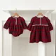 thumbnail image 2 of Traje de hermanas para niñas, mono a cuadros rojo para niñas, nuevo estilo de primavera, vestido de manga larga para niños, ropa de una pieza para niños, 2 of 6