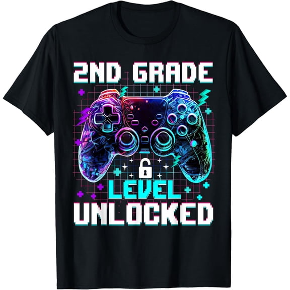 Controller 2Nd Grade Level Unlocked First Day Of School Boys T-Shirt Size S-5XL