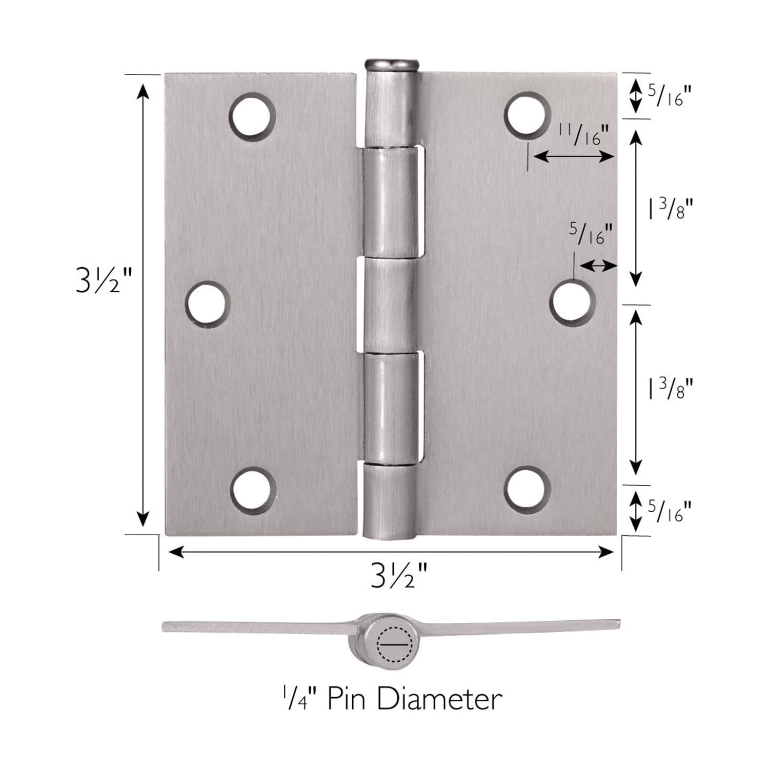 Design House 10-Pack 3.5" x .125" x 3.5" Square Butterfly Interior/Exterior Door Hinges, Satin Nickel