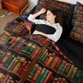 thumbnail image 4 of jejeloiu Library Old Books 7-Piece Twin Bedding Sets,Retro Wooden Bookshelf Bedding Comforter Set For Men Women Reversible, 4 of 8