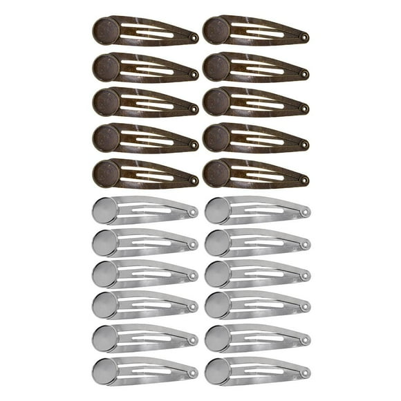 20Pcs Hair Clip Cabochon Setting, Hair Clips Tray Hair Pins Cabochon Hair Pins with 12mm Pad Cabochon Bezel Setting Tray(Bronze, )