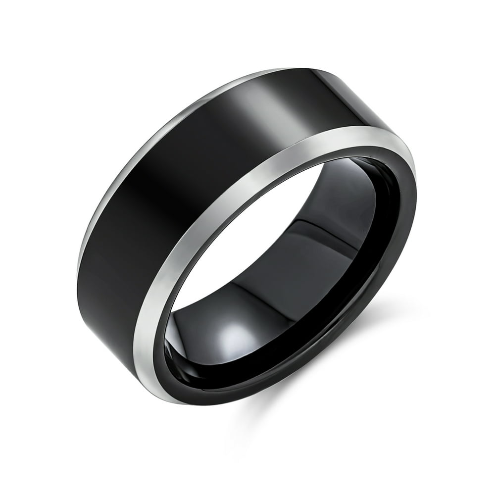 Bling Jewelry - Simple Black Couples Titanium Wedding Band Ring for Men ...