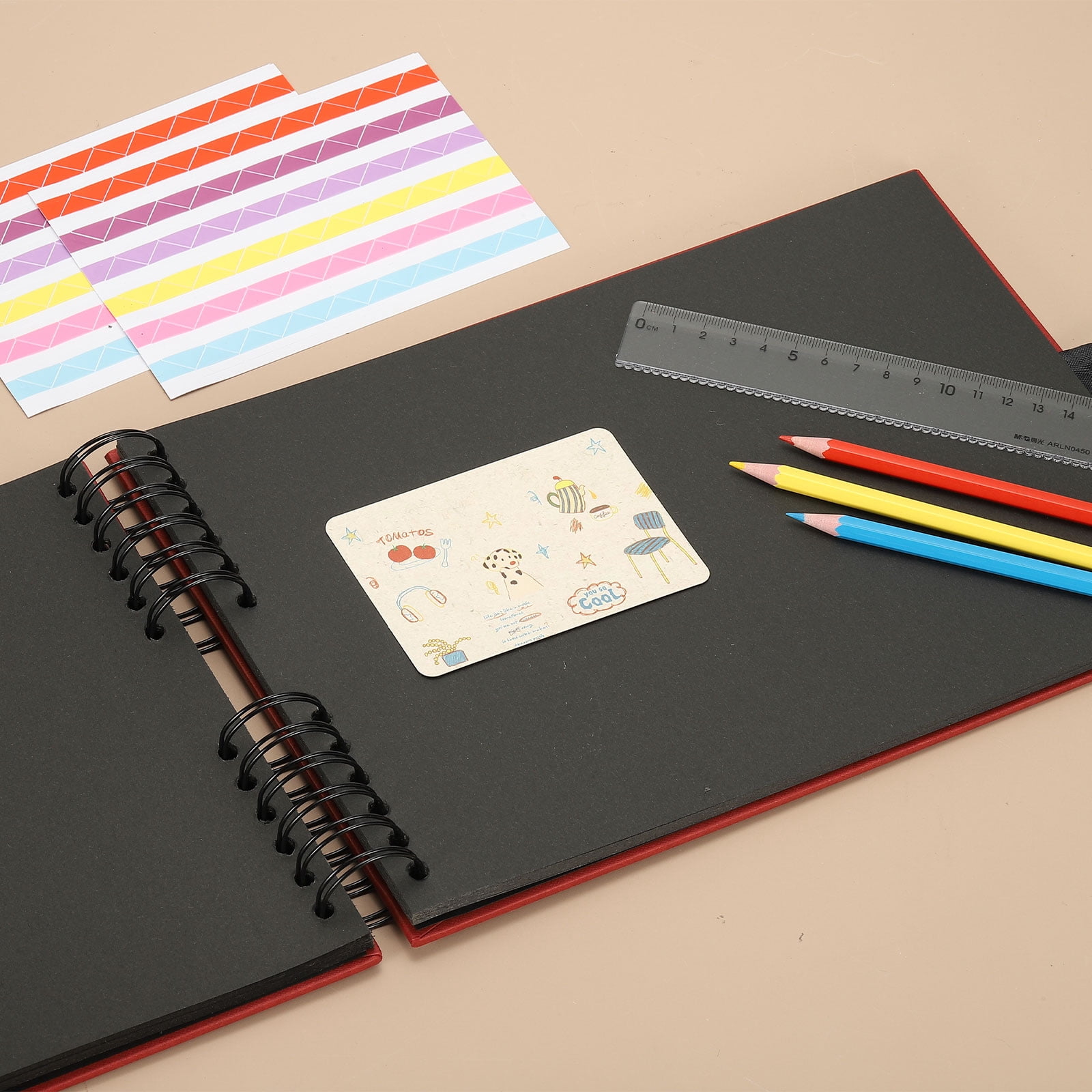 Uxcell Scrapbook Photo Albums, 8x12 Inch 80 Pages with Sticker and Ribbon, Black, 2 Pcs