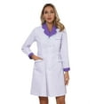 thumbnail image 2 of TiaoBug Women's Nurse Dress Cosplay Uniform Lab Coat Doctor Medical Outerwear Purple Curved Lapel S, 2 of 6