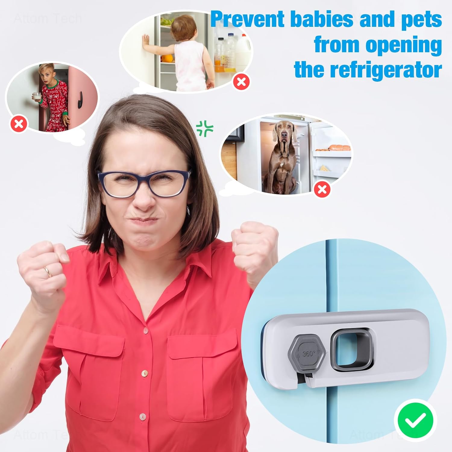 NiHome Child Proof Refrigerator Lock 6-Pack, Gray photo 6