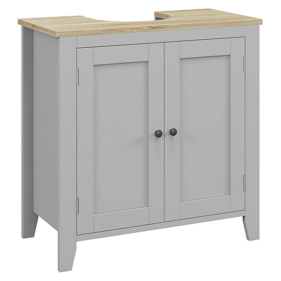 Bathroom Vanities, Pedestal Sink Cabinet, Gray, Under Sink Organizer with Adjustable Shelf, Space Saving Bathroom Storage