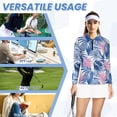 thumbnail image 6 of Uorisanigo Palm Leaves Women's Golf Shirt Size XL Breathable Stylish Quick Dry Athletic Polo Shirts Relaxed Fashionable 1/4 Zipper Workout Tops for Women, 6 of 7