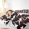thumbnail image 4 of Feelyou Cartoon Football Athlete Queen Comforter Set, Vintage Rugby Lover Bedding Sets, Brown Cartoon Print Reversible Bedding Comforter Set, Ultra Soft Bedroom Decor, 3-Piece, 4 of 8
