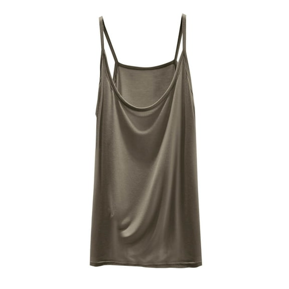 Hueook Long Vest for Women Fashion Women's Summer Casual Solid Color Loose Round-neck Camisoles Tank Green 2X