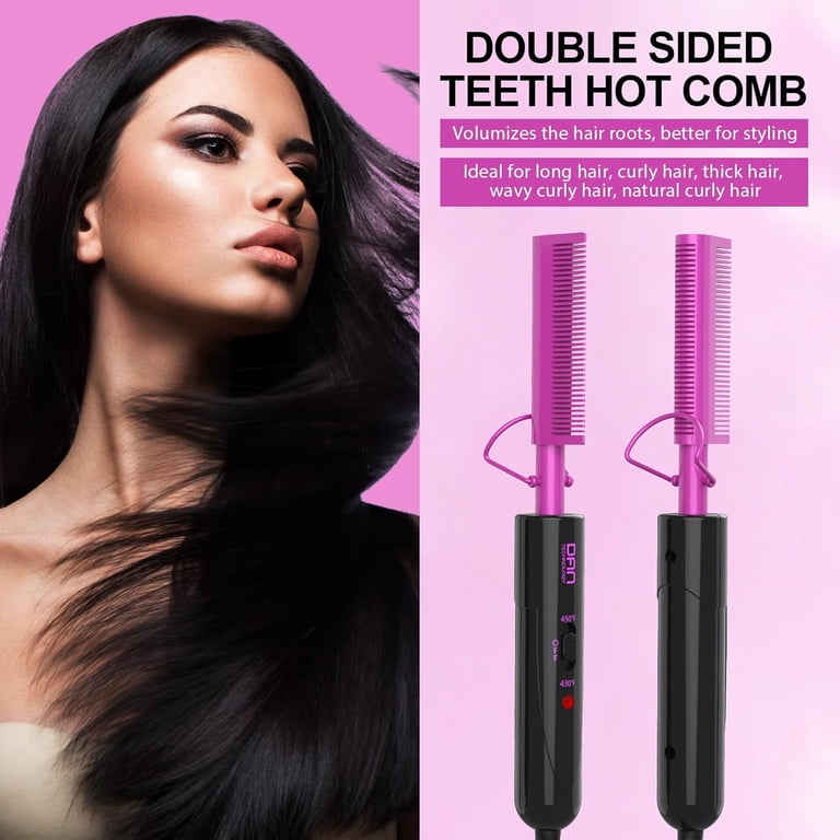 DAN Technology Electric Hot Comb Iron 450°F 2-in-1 Ceramic Heat