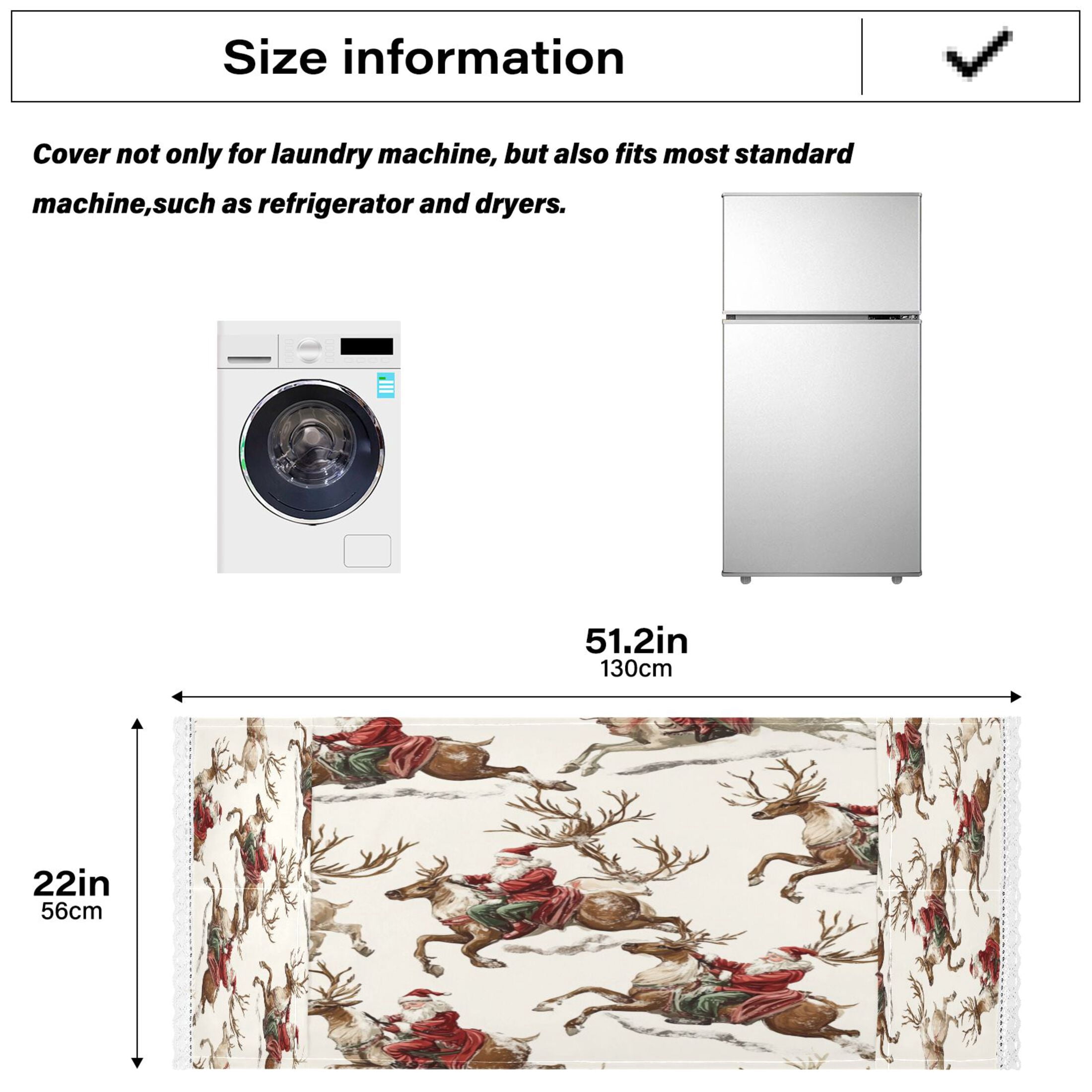 Santa ClausWasher and Dryer Covers Dust-Proof and Oil Resistant Fridge Cover with 4 Storage Pockets Washing Machine Top Cover for Laundry Kitchen Home 51.2 x 22 In