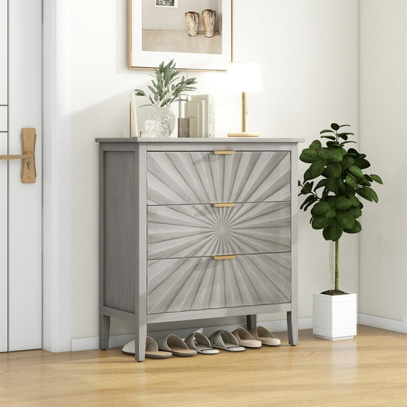 31.5 Inch Wide MDF Storage Cabinet with 3 Drawers for Entryway,Living Room,Bed Room