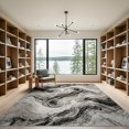 thumbnail image 2 of ODIKA 9'x12' Washable Area Rug Swirl Veined Flow Streaks Symmetrical Motif Vein Border Abstract Flowing Dynamic for Dining Room, Basement, Large Office, Non-Slip Chair-Friendly, 2 of 7