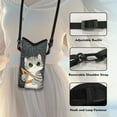thumbnail image 5 of ZIATUBLES Cellphone Crossbody Case Bag Water Resistant Neoprene Phone Pouch Portable Stylish Sleeve Case with Adjustable Strap Phone Bag , Hook and Loop Fastener, 4 X 8 Inch, Math Cat, 5 of 7