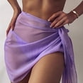 thumbnail image 4 of Bikini Cover Up Solid Color Lace-up Net Yarn Semi-Sheer Slit Cover Up Skirt for Vacation, 4 of 10
