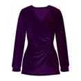 thumbnail image 3 of Uootdi Plus Size Sequin Tops for Women Sparkly Glitter Bow Crewneck Long Sleeve Shirts Evening Party Night Top Going Out Pullover Gift, 3 of 6