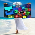 thumbnail image 4 of Lsque Geometry Dash Pattern Microfiber Bath Beach Towel Silver Fox Velvet Beach Towel Oversized Quick Dry Absorbent for Pool Swimming Bathroom 27.5x55in, 4 of 5