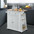 thumbnail image 4 of Gymax Îlot de Cuisine Roulant Chariot Utilitaire Armoire de Rangement Porte-Épices Porte-Serviettes Blanc, 4 of 10