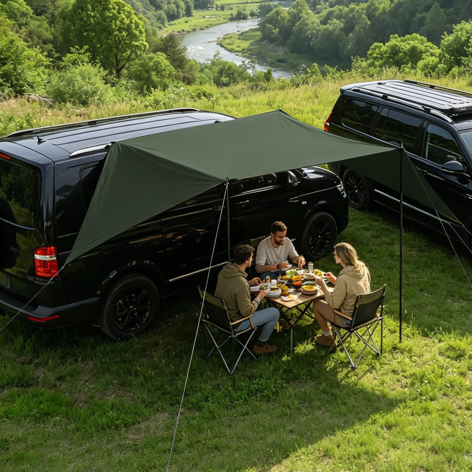 Bomd Car Side Awning Roof Top Tent, Suction Cup UV Protection Sun Shade Shelter,Freestanding 4-Season Overlanding Roof Rack Awning for Trucks, SUVs & Off-Road Vehicles