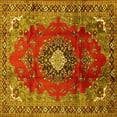thumbnail image 1 of Ahgly Company Machine Washable Indoor Square Medallion Yellow Traditional Area Rugs, 6' Square, 1 of 4