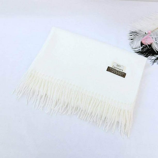 Bufanda de color sólido para mujer, chal de cachemira de imitación con borlas monocromáticas, cálida y gruesa para invierno
