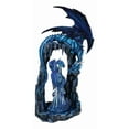 thumbnail image 5 of 20"H Large Blue Frozen Dragon On Arch With Wyrmling By Ice Stalagmite Statue, 5 of 11